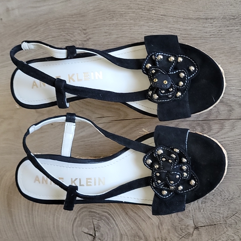 Anne Klein Espadrille Wedges 8.5M Black